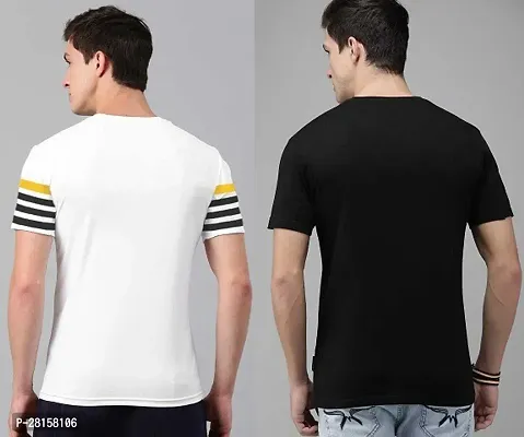 Elegant Cotton Blend Striped Round Neck Tees For Men- Pack Of 2-thumb2