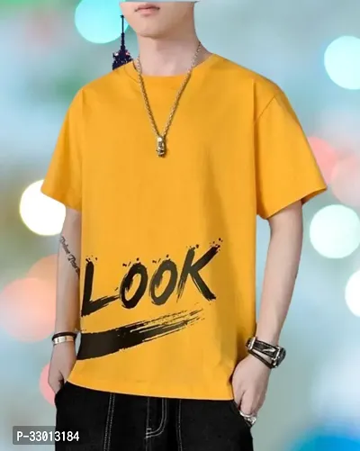 Comfortable Yellow Polyester Tees For Men