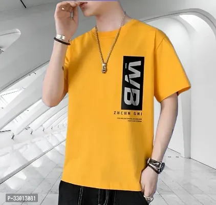 Comfortable Yellow Polyester Tees For Men