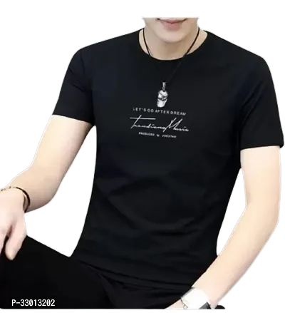 Comfortable Black Polyester Tees For Men-thumb0