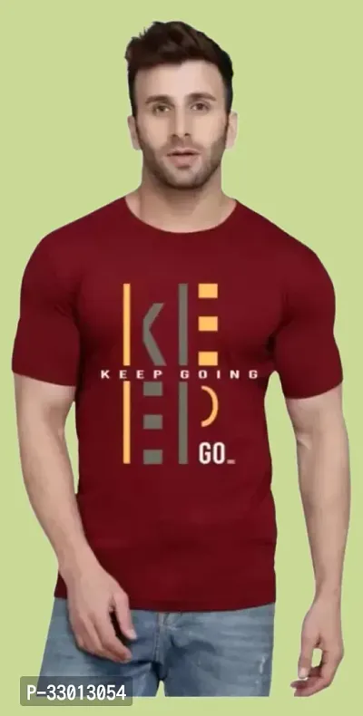 Comfortable Maroon Polyester Tees For Men-thumb0