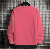 Fancy Designer PInk Cotton Blend Long Sleeve Round Neck Tees For Men-thumb1