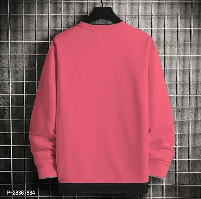 Fancy Designer PInk Cotton Blend Long Sleeve Round Neck Tees For Men-thumb2