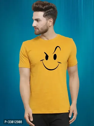 Comfortable Yellow Cotton Blend Tees For Men-thumb0