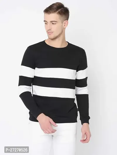 Stylish Black Colourblocked Cotton Blend T-Shirt For Men-thumb0