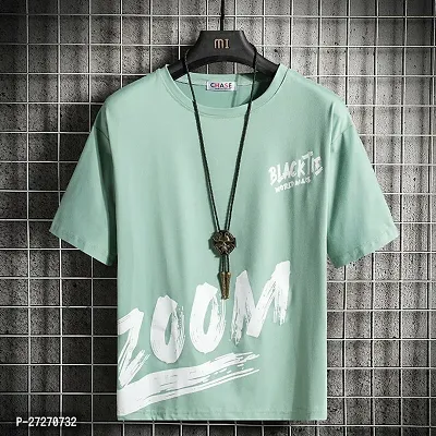 Stylish Green Printed Cotton Blend T-Shirt For Men-thumb0