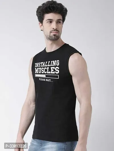 Comfortable Black Cotton Blend Tees For Men