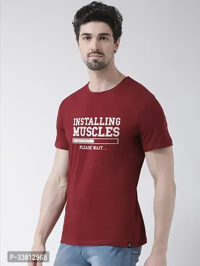 Comfortable Maroon Cotton Blend Tees For Men-thumb2