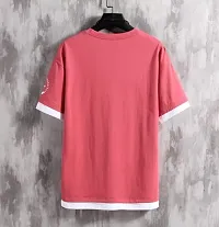 Fancy Designer Pink Cotton Blend Short Sleeve Round Neck Tees For Men-thumb1