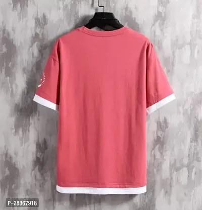 Fancy Designer Pink Cotton Blend Short Sleeve Round Neck Tees For Men-thumb2