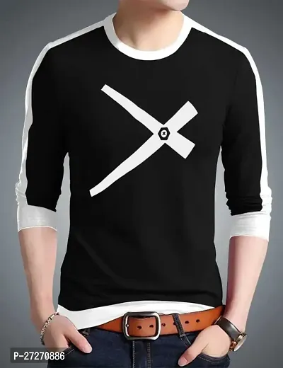 Stylish Black Printed Cotton Blend T-Shirt For Men-thumb0