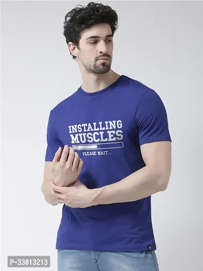 Comfortable Blue Cotton Blend Tees For Men-thumb0