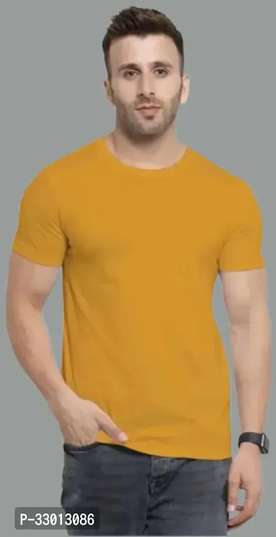 Comfortable Yellow Polyester Tees For Men