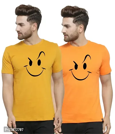 Comfortable Multicoloured Cotton Blend Tees For Men Pack Of 2-thumb0