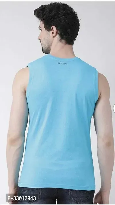 Comfortable Blue Cotton Blend Tees For Men-thumb3