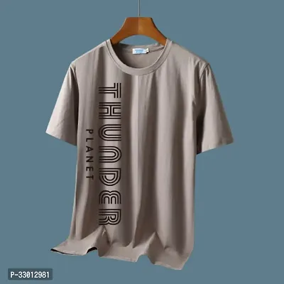 Comfortable Grey Cotton Blend Tees For Men-thumb0