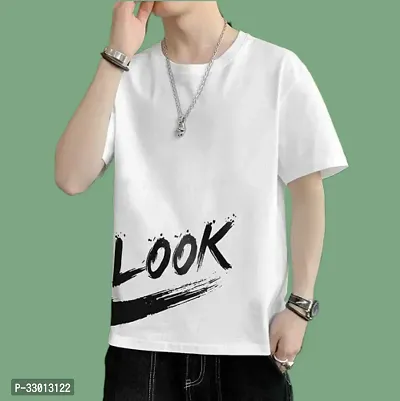 Comfortable White Polyester Tees For Men-thumb0