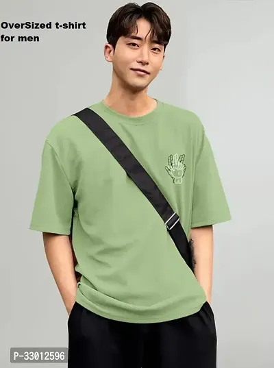 Comfortable Green Cotton Blend Tees For Men-thumb2