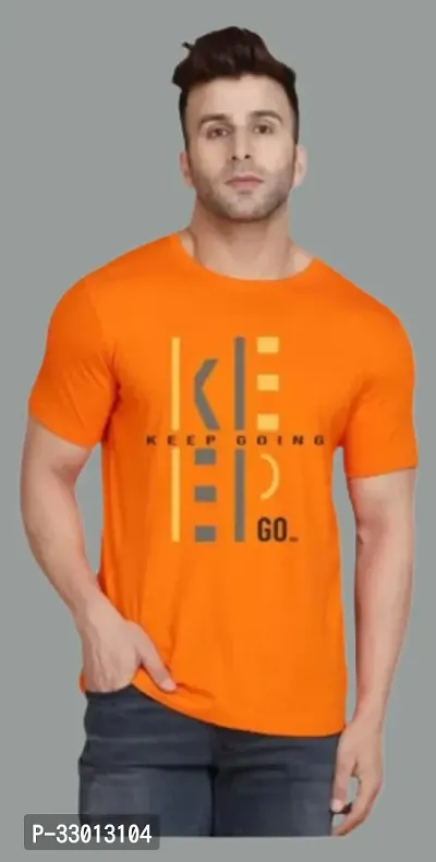 Comfortable Orange Polyester Tees For Men