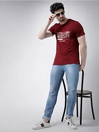 Comfortable Maroon Cotton Blend Tees For Men-thumb2