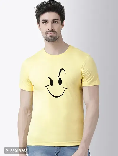 Comfortable Yellow Cotton Blend Tees For Men-thumb0