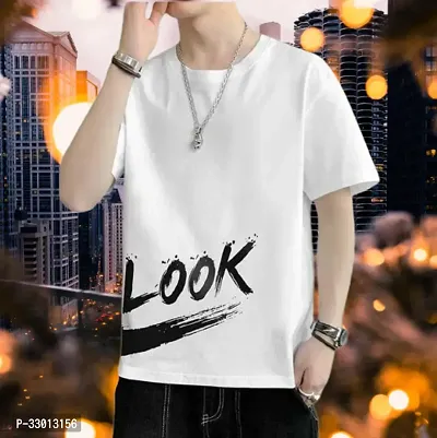 Comfortable White Polyester Tees For Men-thumb0