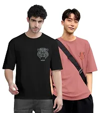 Comfortable Multicoloured Cotton Blend Tees For Men Pack Of 2-thumb1