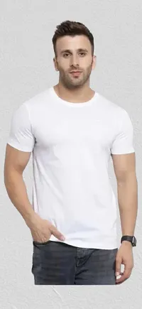 FABOO Round Neck Half Sleeve Regular Fit T-Shirt (White-B, L)