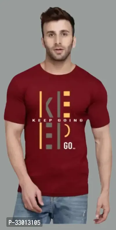 Comfortable Maroon Polyester Tees For Men-thumb0