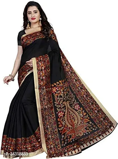 Stylish Black Polycotton Saree Without Blouse Piece For Women-thumb0