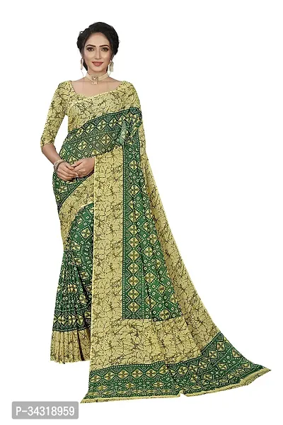 Stylish Green Polycotton Saree Without Blouse Piece For Women-thumb0