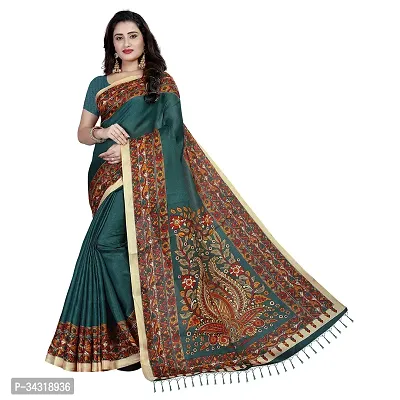 Stylish Green Polycotton Saree Without Blouse Piece For Women-thumb0