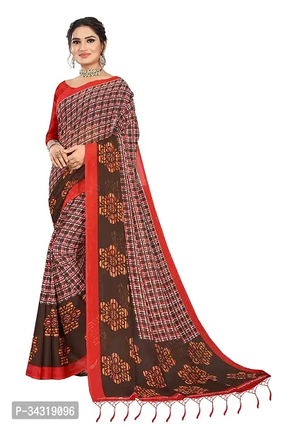 Stylish Red Polycotton Saree Without Blouse Piece For Women-thumb0