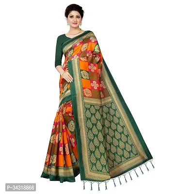 Stylish Orange Polycotton Saree Without Blouse Piece For Women-thumb0