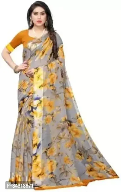 Stylish Beige Polycotton Saree Without Blouse Piece For Women-thumb0