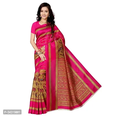 Stylish Pink Polycotton Saree Without Blouse Piece For Women-thumb0