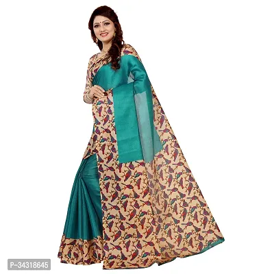 Stylish Turquoise Polycotton Saree Without Blouse Piece For Women-thumb0