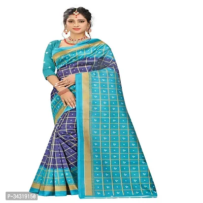 Stylish Blue Polycotton Saree Without Blouse Piece For Women-thumb0