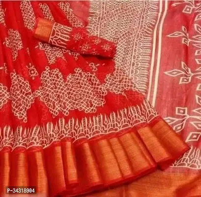 Stylish Red Polycotton Saree Without Blouse Piece For Women-thumb0