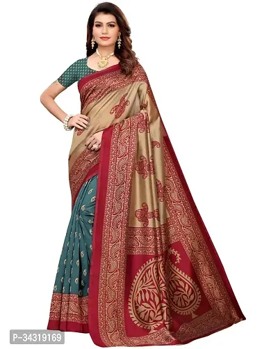 Stylish Green Polycotton Saree Without Blouse Piece For Women-thumb0