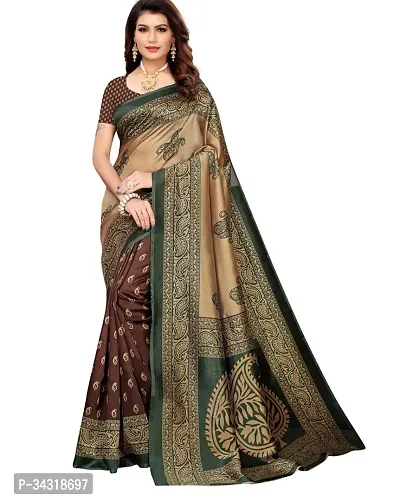 Stylish Brown Polycotton Saree Without Blouse Piece For Women-thumb0