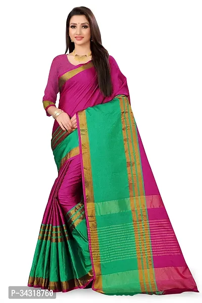 Stylish Pink Polycotton Saree Without Blouse Piece For Women-thumb0