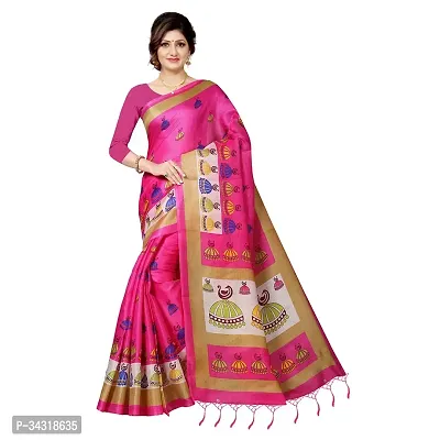 Stylish Pink Polycotton Saree Without Blouse Piece For Women-thumb0