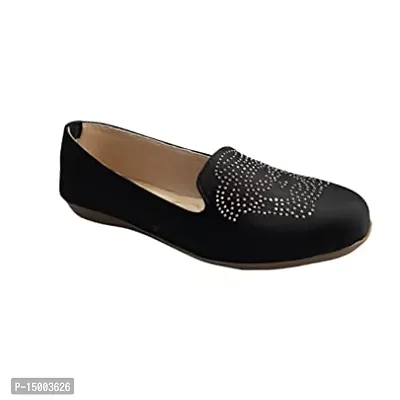 Elegant Black PU Self Design Bellies For Women