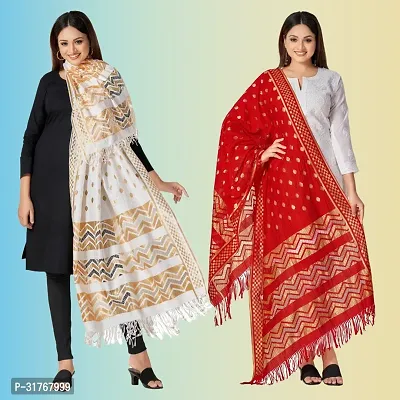 Beautiful Multicoloured Art Silk Dupattas For Women-Pack Of 2-thumb0