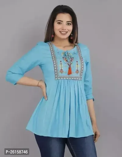 Stylish Fancy Designer Rayon Embroidered Top For Women
