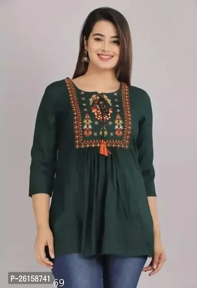 Stylish Fancy Designer Rayon Embroidered Top For Women