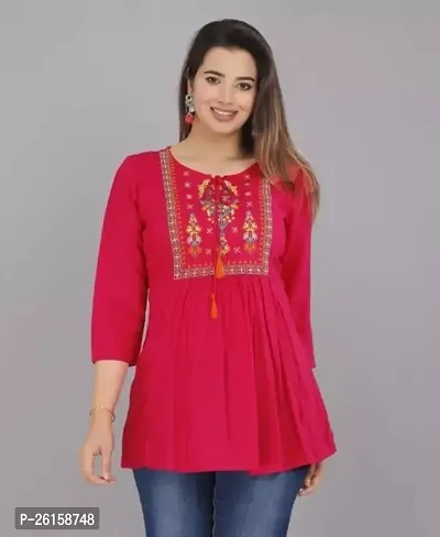 Stylish Fancy Designer Rayon Embroidered Top For Women-thumb0