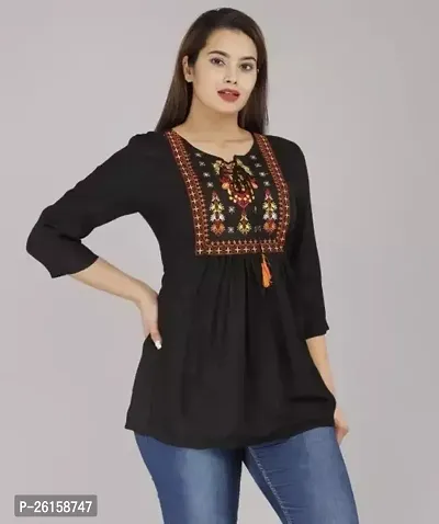 Stylish Fancy Designer Rayon Embroidered Top For Women