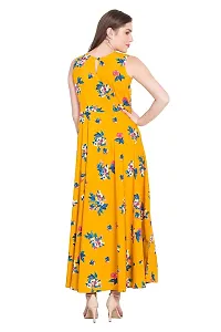 Stunning Mustard Crepe Floral Print  Long Gown For Women-thumb2